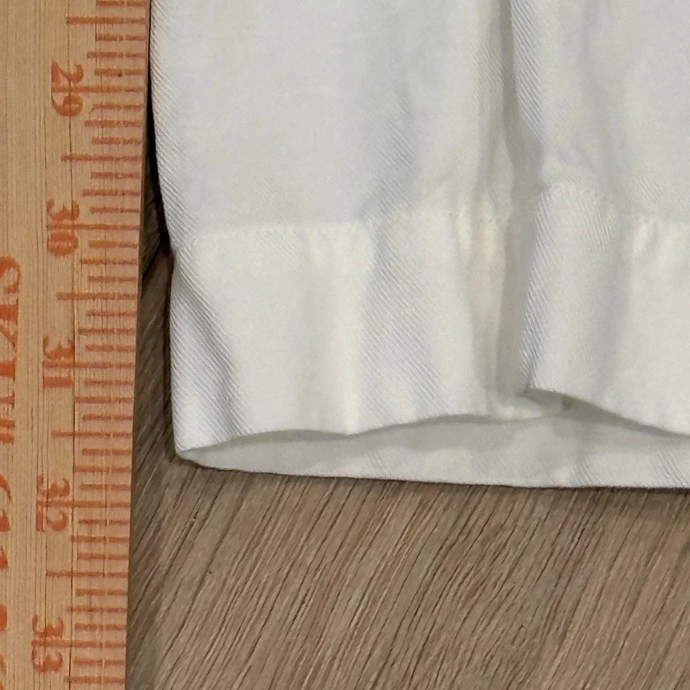 Banana Republic Linen Blend Pants Womens White Straight Leg Elastic Waist L TALL